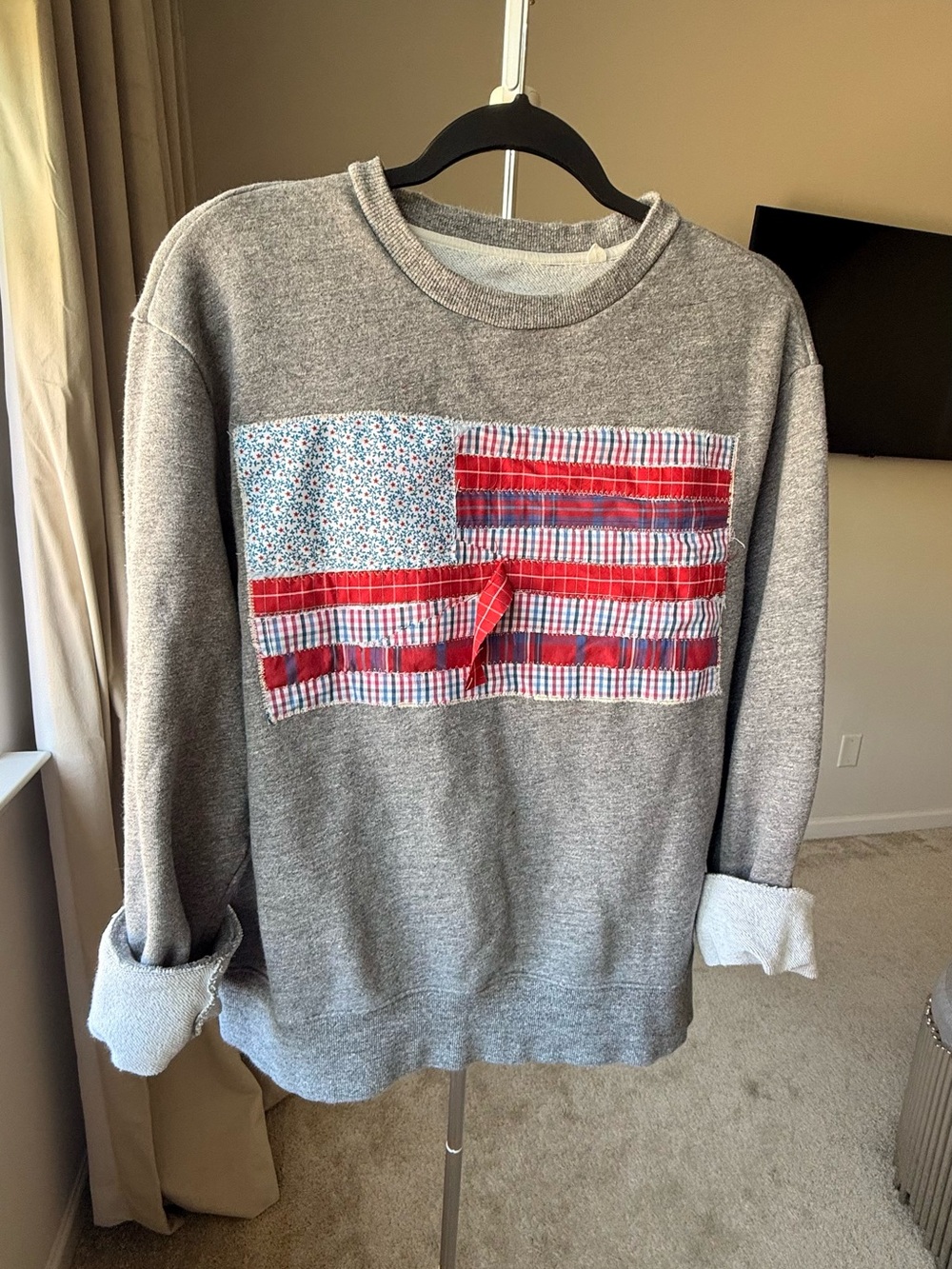 rag & bone Patchwork Crewneck with Red & Blue Accents perfect for Memorials Day